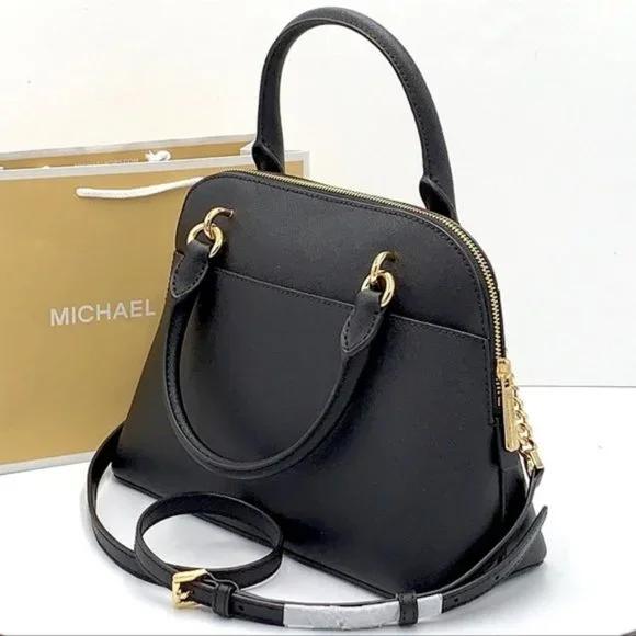 Michael Kors Jet Set Travel Medium Saffiano Leather Dome Satchel Black - Picture 2 of 16